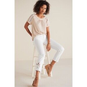 Soft Surroundings Catalina Women's White Ankle Cut Out White Jeans Size 4